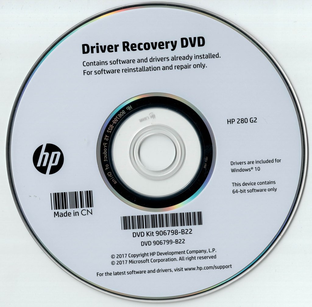 Driver Recovery DVD - HP 280 G2