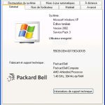 Packard Bell iMedia 6007A - Propriétés système